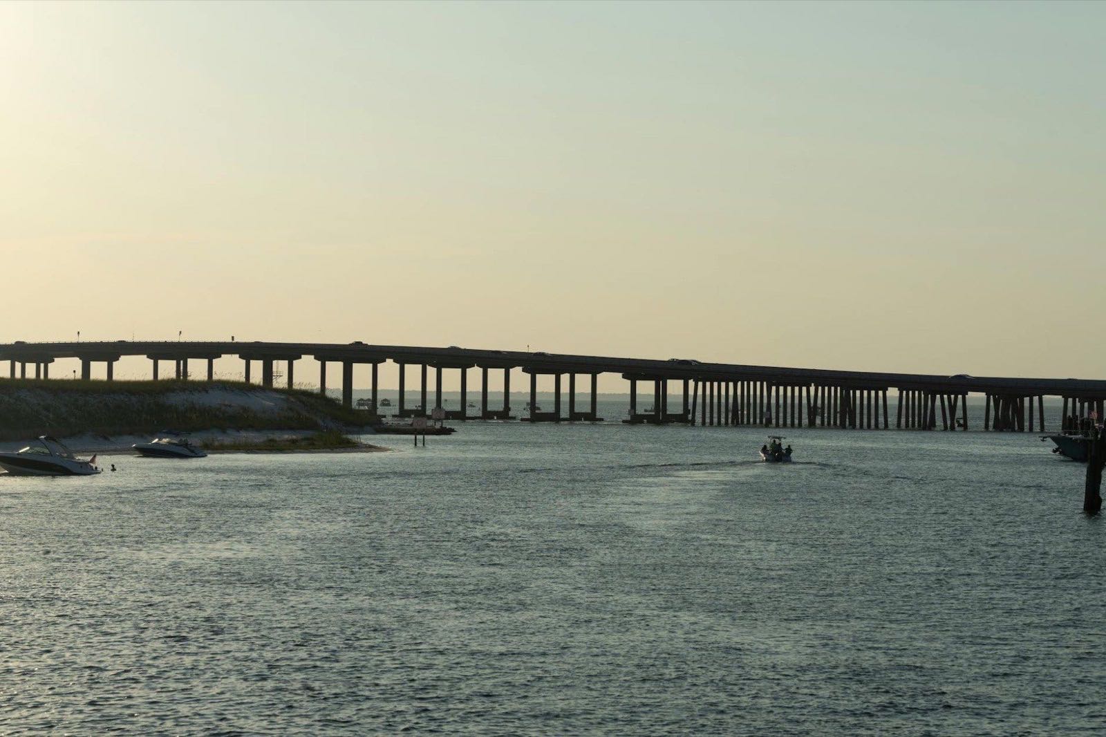 Destin Bridge over the Gulf of Mexico at sunset, Florida